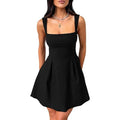 Square Neck Backless Bow A-line Mini Dress